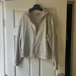 Everlane Quarter-Zip Organic Gray Pullover Sweatshirt